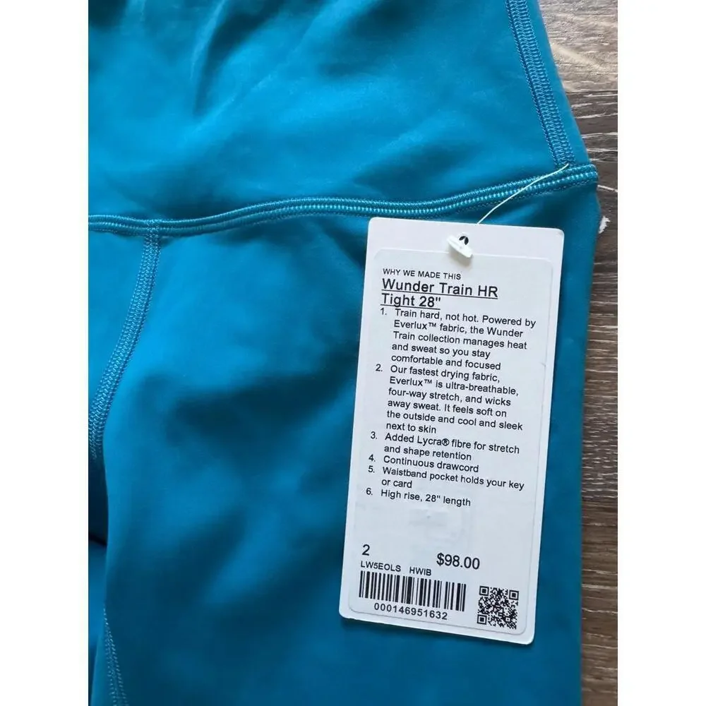 Lululemon Wunder Train High Rise 28” Hawaiian Blue Size 2 NWT